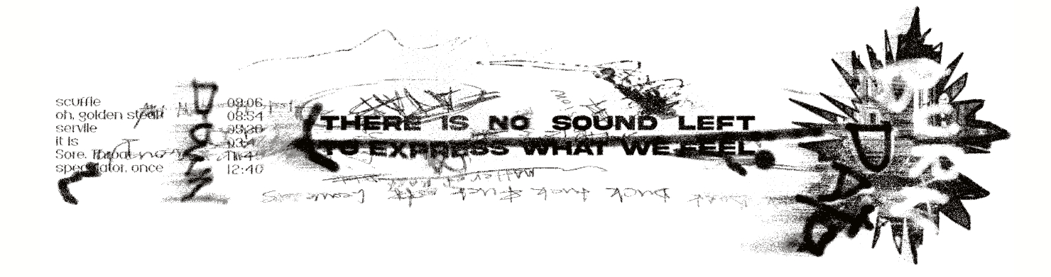 No Strings Attached — obi strip artwork, reverse: tracklist and the line there is no sound left to express what we feel